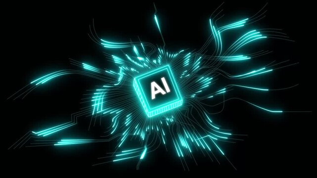 neon Ai Hi-tech digital hud technology innovation futuristic circuit Abstract design. AI artificial intelligence. Modern micro chip design network connection Big data deep machine learning Cyberspace