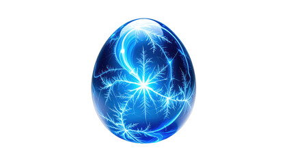 Glowing blue egg with lightning-like patterns against a black background
