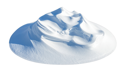 A pristine snow drift, shaped like a mountain, rests on a black background