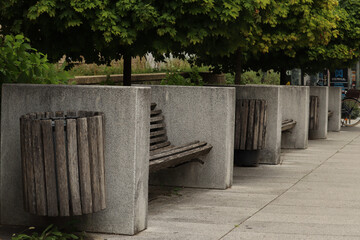deserted benches in the city