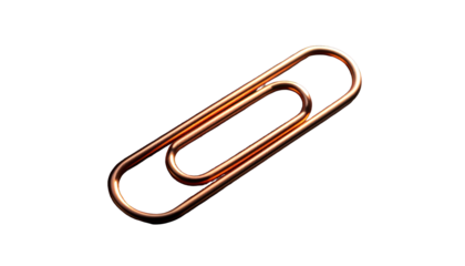 A shiny copper paper fastener isolated against a stark, black background