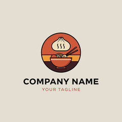 Delicious Dumpling and Noodle Bowl Logo Design.