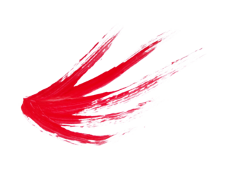 Vibrant red abstract oil paint scribbles for modern graphic compositions in transparent PNG format.