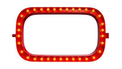 A glowing rectangular frame in red, lined with warm orange lights, isolated on black