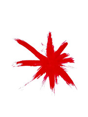 Abstract red oil paint scribbles as bold artistic design elements on transparent PNG background.