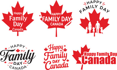 Happy family day Canada typography design with maple leaf vector © noorskills