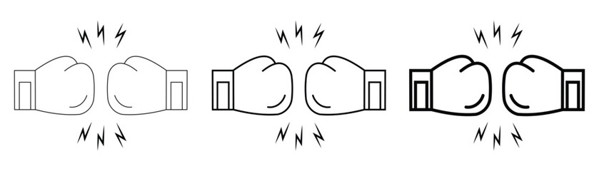 Boxing gloves line icon set. Sports equipment, fitness, challenge and thin boxing gloves. Vector illustration.