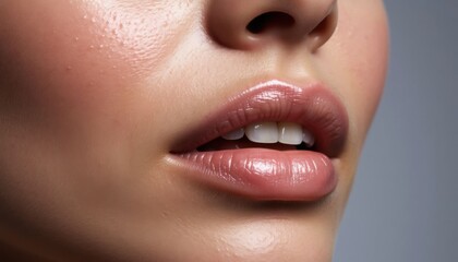 Naklejka premium Glossy Lips Beauty Macro