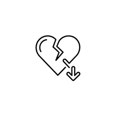 Obraz premium Broken Heart Icon with Downward Arrow Illustration for Emotional Support and Heartbreak Themes