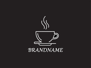 Simple White Coffee Cup Logo Design.