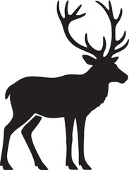 Obraz premium Black and white vector silhouette of a reindeer isolated on white background