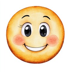 Cheerful Hand-Painted Smiley Face with Bright Eyes and Blushing Cheeks