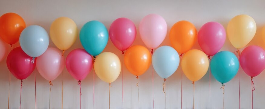 birthday party pastel balloons cheerfully adorning the wall in vibrant shades