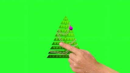 A creative stop-motion style animation of hands assembling and decorating a geometric Christmas tree on a green screen.
Keywords: christmas, tree, holiday, decoration, festive, winter, celebrate, gree