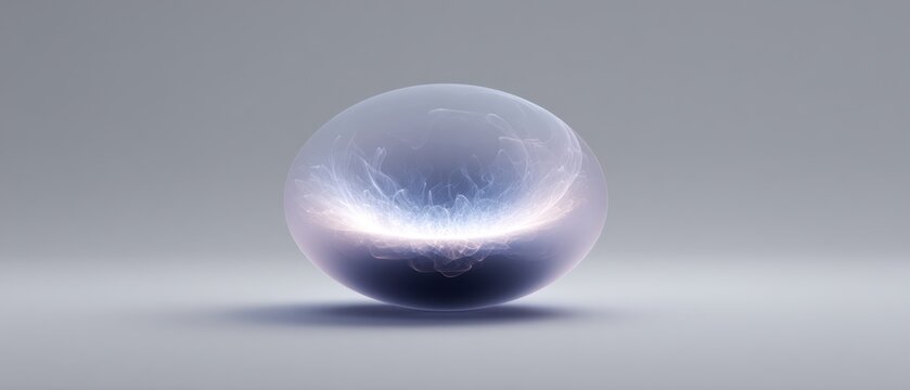 Minimalist Visualization of Transparent Hyaloplasm with Gentle Light Effects on a Gray Background
