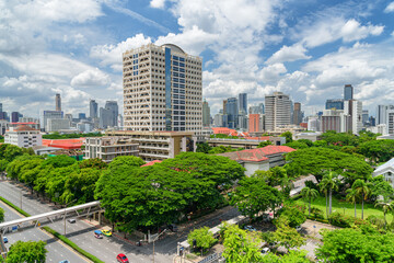 Fototapeta premium City roads and skyscrapers in downtown of Bangkok, Thailand