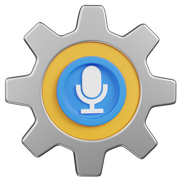 3D render  Voice Control Settings Gear Icon