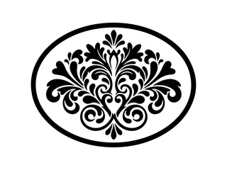 Black and white vector illustration decorative floral