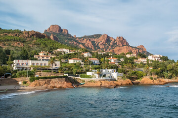 Village of Antheor with its historic railway bridge on French Riviera