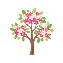 Obraz premium Blooming Cherry Blossom Tree with Pink and White Flowers, Spring Season