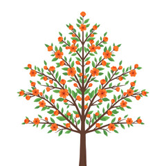 Obraz premium Stylized Orange Blossom Tree Illustration