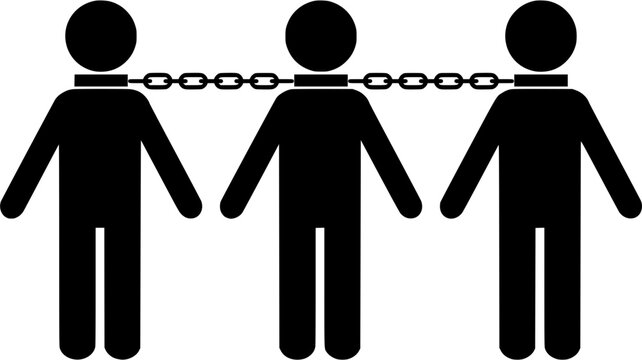 Symbolic representation of human slavery and interconnected oppression