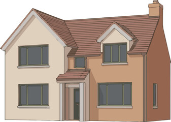 Obraz premium Isolated a House. Two-storey country cottage. Modern building for living. vector art with white background.