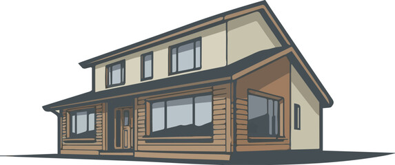 Isolated a Houses exterior vector illustration front view with roof vector art with white background.