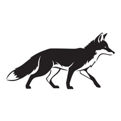 "Stylized Walking Fox Silhouette"