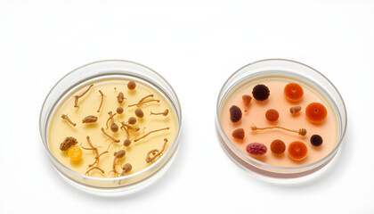 Petri dishes with biological cultures in laboratory setting  