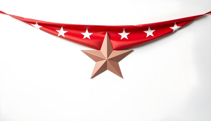 Red bunting with white stars and a copper star decoration  