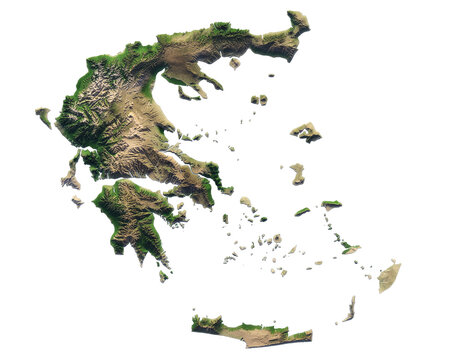 Lush mountainous greek islands and oceanic archipelago map terrain