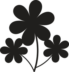 Fototapeta premium Elegant minimalist illustration of three charming black flower silhouettes on a clean white background