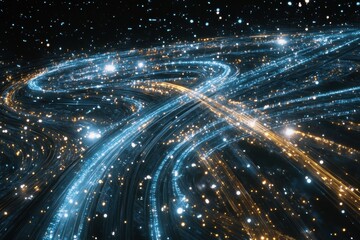 Abstract data streams forming curved global pathways