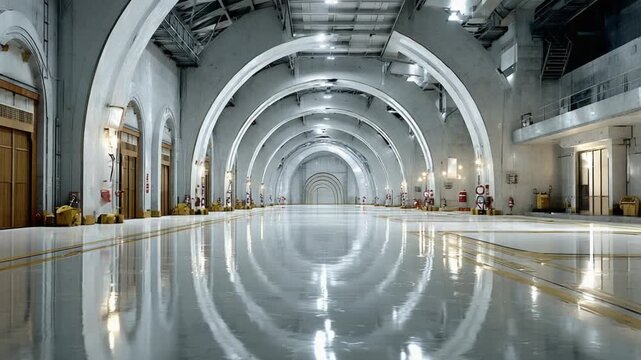 Architectural Elegance: Captivating interior showcases a symphony of architectural elements, featuring a series of grand arches and reflections that create a sense of spaciousness and depth.