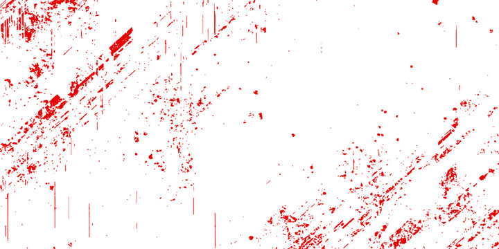 A red grunge background features a decorative paint splash pattern with dark blood splatters, liquid ink drips, and stained vector textures in an artistic spray design