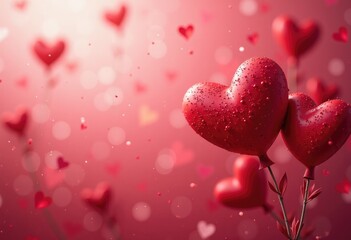 Valentine's Day Background adorned with heart shapes