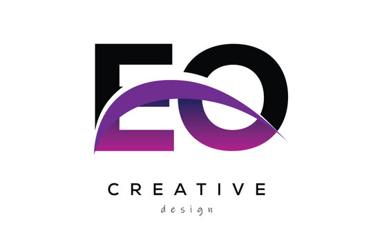 EO Creative And Modern Letter Logo Design with Creative Purple Wave Abstract Latter Logo Concept.