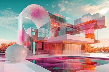 Futuristic building with spherical elements