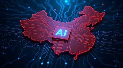 China's AI technology advancements on a circuit board background