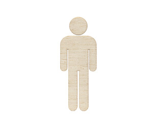 Wooden minimalist male figure silhouette sign for signage and icons