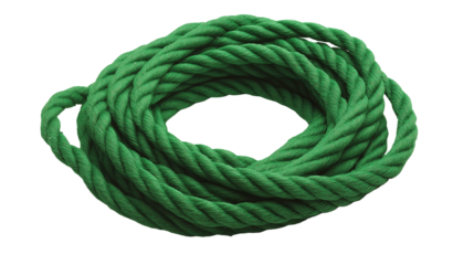 High-resolution studio photograph of a green tied rope with a clear visible knot, detailed texture and fibers, realistic lighting, sharp focus, minimal composition, isolated on white background.