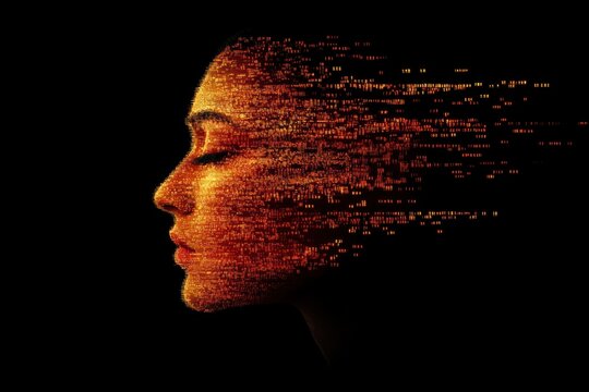 Abstract digital female profile portrait - Powered by Adobe