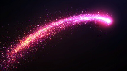 Flying cosmic meteor, planetoid, or comet with neon fireball trails and light arcs, isolated on transparent background, creating dynamic sci-fi and space effects.
