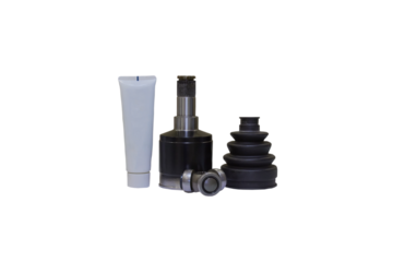 car internal CV joint kit isolated, Internal CV joint replacement kit, Lubricant tube, CV joint boot, tripod bearing