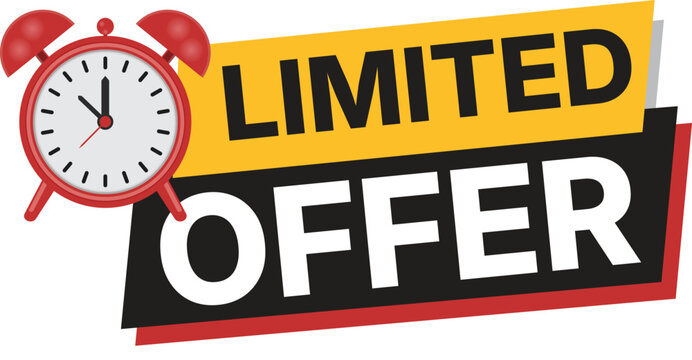 A vibrant limited offer banner featuring a classic alarm clock and bold text  vector design