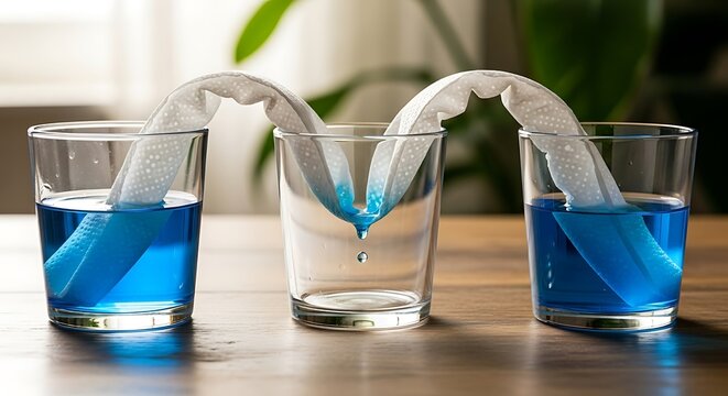 Capillary Action Experiment - Water Transfer Between Glasses.