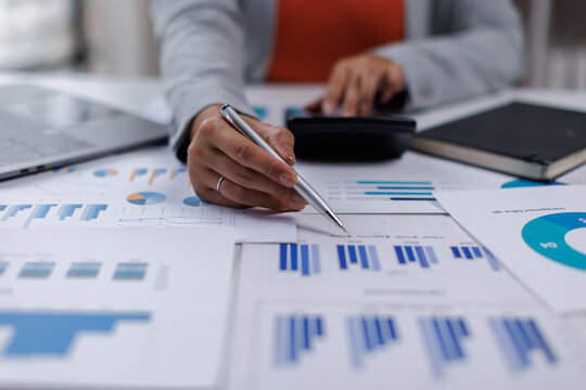 business woman Auditor or internal revenue service staff checking annual financial statements company Audit  Accounting tax
