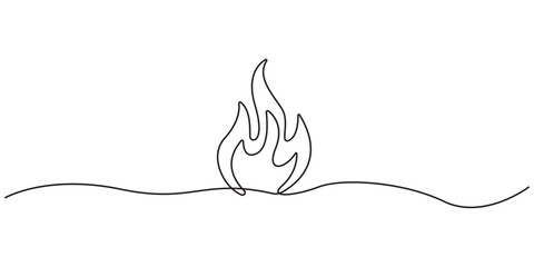 Continuous one line drawing of Fire flames.
