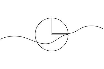 Fototapeta premium Growth pie chart icon continuous one line drawing single art on white background minimalist business achievement analytics symbol outline vector illustration